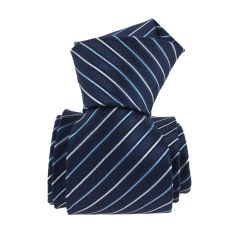 Cravate, Via Battaglione, lignes fines, Bleu Clj Charles Le Jeune