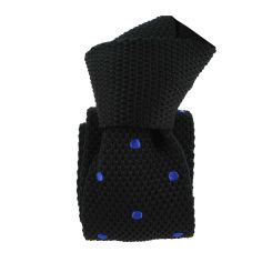 Cravate Tricot. Noir et Bleu Preppy Clj Charles Le Jeune