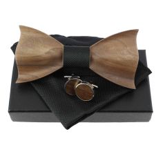 Noeud papillon en bois, noir, Boutons de manchette et pochette Clj Charles Le Jeune 2