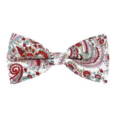 Noeud Papillon, coton, fleurs rouge Clj Charles Le Jeune