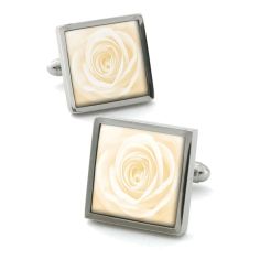 Boutons de manchette, Rose unique ivoire Robert Charles