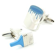 Boutons de manchette, Pinceau et pot de peinture Bleu Cravate Avenue Signature