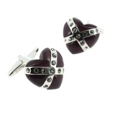 Boutons de manchette, coeur violet Simon Carter