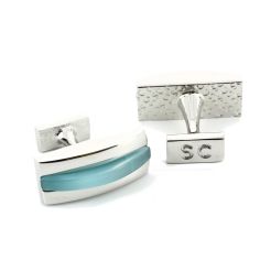 Boutons de manchette, Oeil de tigre Aqua Simon Carter