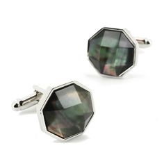 Boutons de manchette, Nacre grise Octogonale Simon Carter