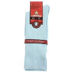 Mi chaussette uni cotes 1x1, Brume, Coton Majoritaire Labonal 2