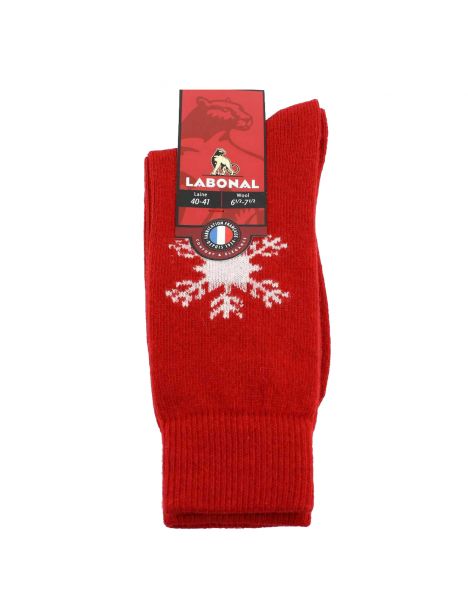 Mi chaussette, flocon Laine et cachemire, rouge Labonal