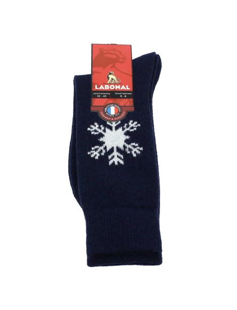 Mi chaussette, flocon Laine et cachemire, marine Labonal