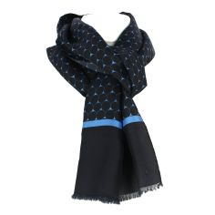 Echarpe en soie, Dufy Ecailles, noir et Bleu Brochier Soieries 1890