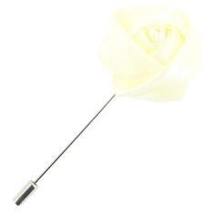 Boutonnière blanc cassé, Rose satinée Cravate Avenue Signature