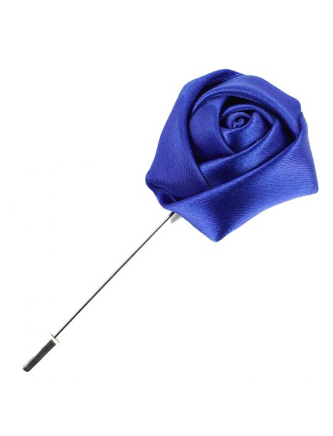 Boutonnière Bleu roi, Rose satinée Cravate Avenue Signature