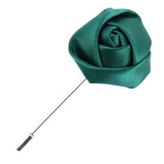 Boutonnière vert bouteille, Rose satinée Cravate Avenue Signature