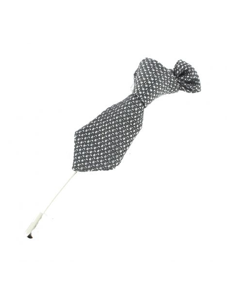 Boutonnière mini cravate style grise Cravate Avenue Signature