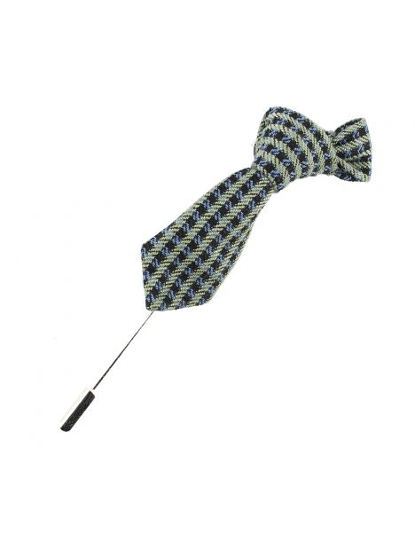 Boutonnière, mini cravate pied de poule vert Cravate Avenue Signature