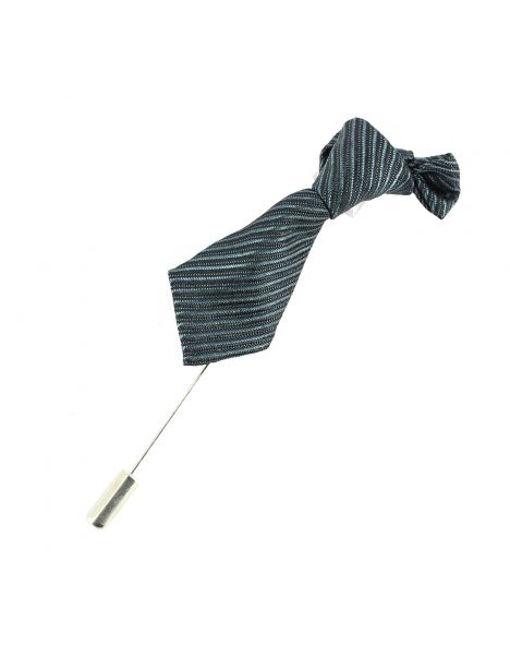 Boutonnière, mini cravate stripe anthracite Cravate Avenue Signature
