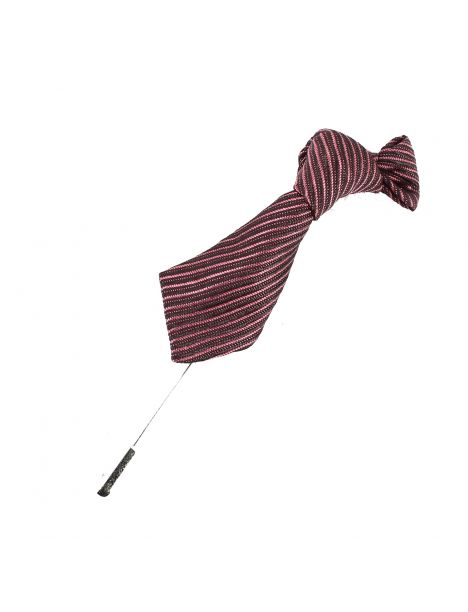 Boutonnière, mini cravate stripe lie de vin Cravate Avenue Signature