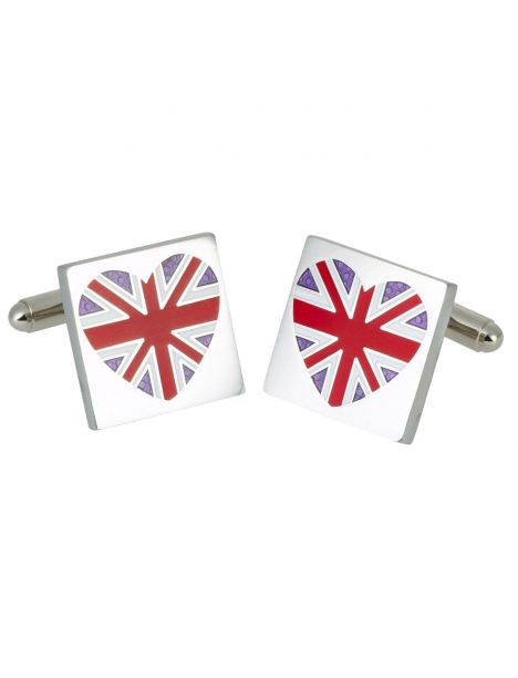 Boutons de manchette, Red union jack heart, GB Collection Sonia Spencer