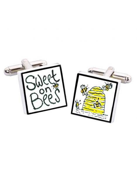Boutons de manchette, Sweet on Bees, Bone China Sonia Spencer