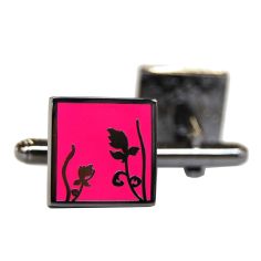 Boutons de manchette, Spring Black Metal, Bright pink Tyler & Tyler