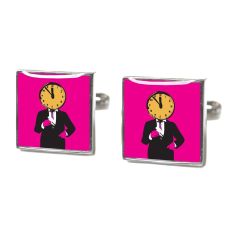 Boutons de manchette, Le gardien du temps, Rose - Time man bright pink Tyler & Tyler