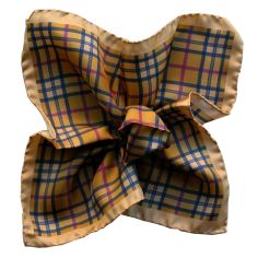 Pochette soie, Tartan marron Segni et Disegni