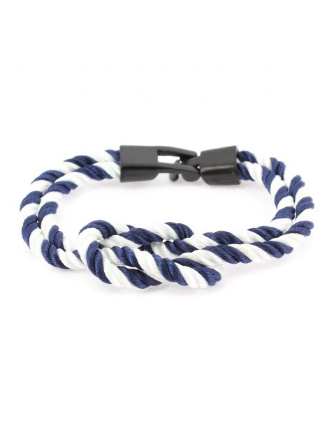 Bracelet corde, noeud marin, navy et blanc Clj Charles Le Jeune