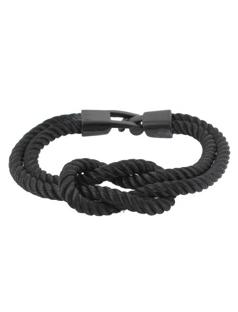Bracelet corde, noeud marin, noir Clj Charles Le Jeune