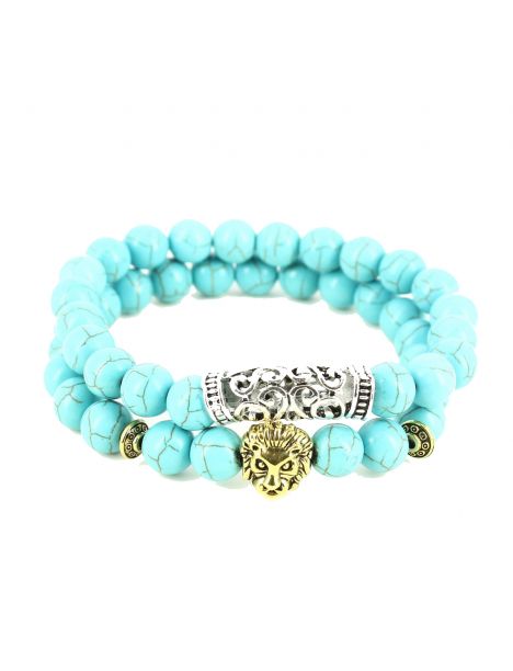 Bracelet Perles Lion Turquoise Clj Charles Le Jeune