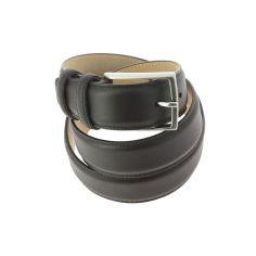 Ceinture cuir, Vitello, couleur marron foncé, avec surpiqure Robert Charles