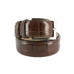Ceinture cuir, Croco, 35mm, Marron, bords surpiqués Robert Charles