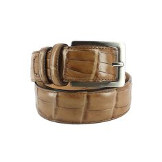 Ceinture cuir, Croco, 35mm, Beige, bords surpiqués Robert Charles
