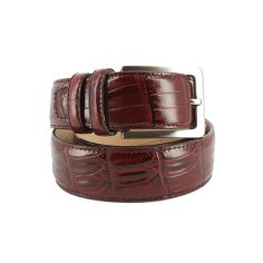 Ceinture cuir, Croco, 35mm, Bordeaux, bords surpiqués Robert Charles