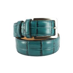 Ceinture cuir, Croco, 35mm, Vert, bords surpiqués Robert Charles