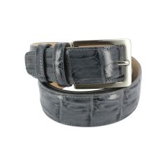 Ceinture cuir, Croco, 35mm, Gris, bords surpiqués Robert Charles