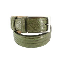Ceinture cuir, Serpent olive, 35mm bords surpiqués Robert Charles