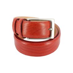 Ceinture cuir, Serpent rouge, 35mm bords surpiqués Robert Charles
