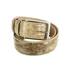 Ceinture cuir, Serpent beige, 35mm bords surpiqués Robert Charles