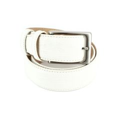 Ceinture cuir, Serpent blanc, 35mm bords surpiqués Robert Charles
