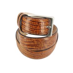 Ceinture cuir, Serpent tan, 35mm bords surpiqués Robert Charles