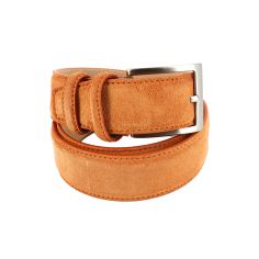 Ceinture cuir, Daim orange, 35mm bords surpiqués Robert Charles