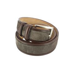 Ceinture cuir, Cuir et Daim marron, 35mm bords surpiqués Robert Charles