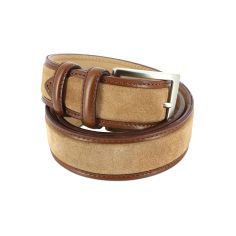Ceinture cuir, Cuir et Daim cognac, 35mm bords surpiqués Robert Charles