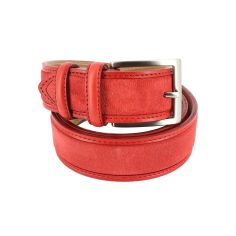 Ceinture cuir, Cuir et Daim rouge, 35mm bords surpiqués Robert Charles