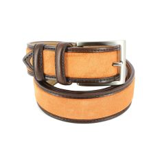 Ceinture cuir, Cuir et Daim orange, 35mm bords surpiqués Robert Charles