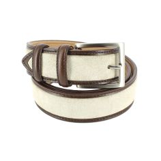 Ceinture cuir, Cuir et Daim beige, 35mm bords surpiqués Robert Charles