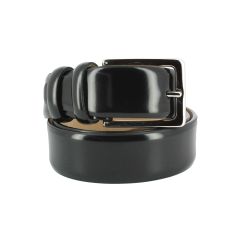 Ceinture cuir, Patent noir, 35mm Robert Charles