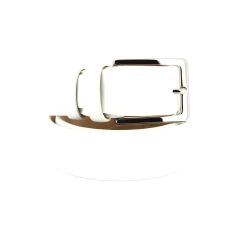 Ceinture cuir, Patent blanc, 35mm Robert Charles