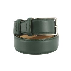 Ceinture cuir de veau, vert, 35mm, bords surpiqués Robert Charles