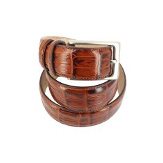 Ceinture cuir, empreinte crocodile Tan, Coda Robert Charles