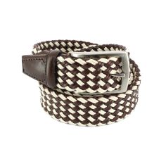 Ceinture cuir, tressée, Marron et crème Robert Charles